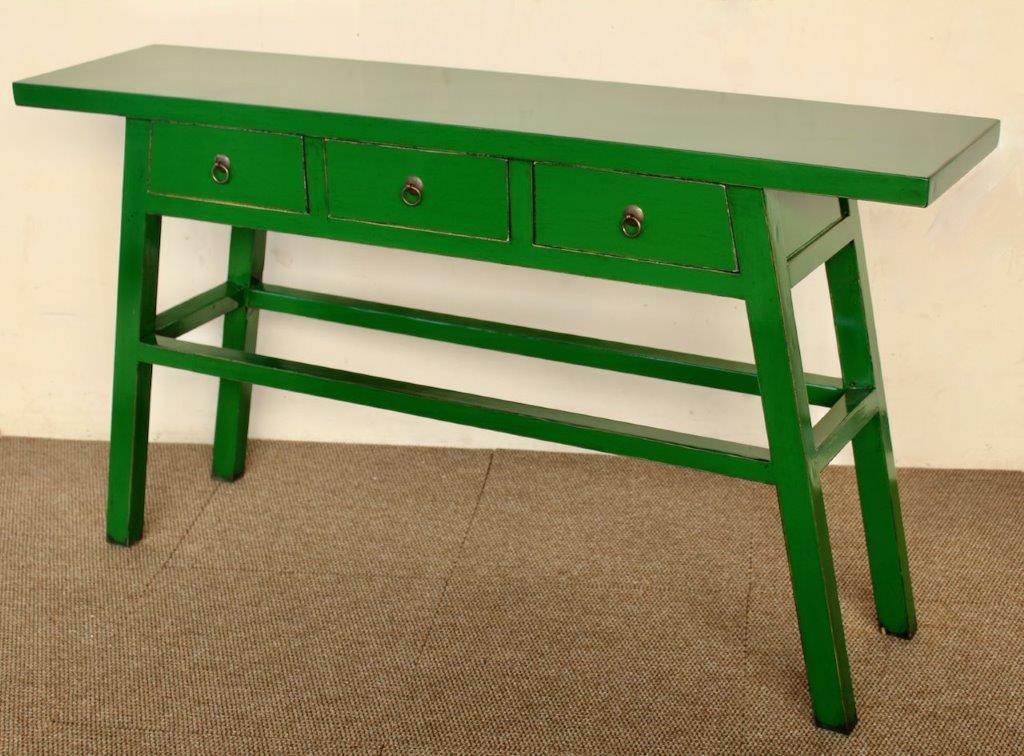 Green 3 Drawer Console